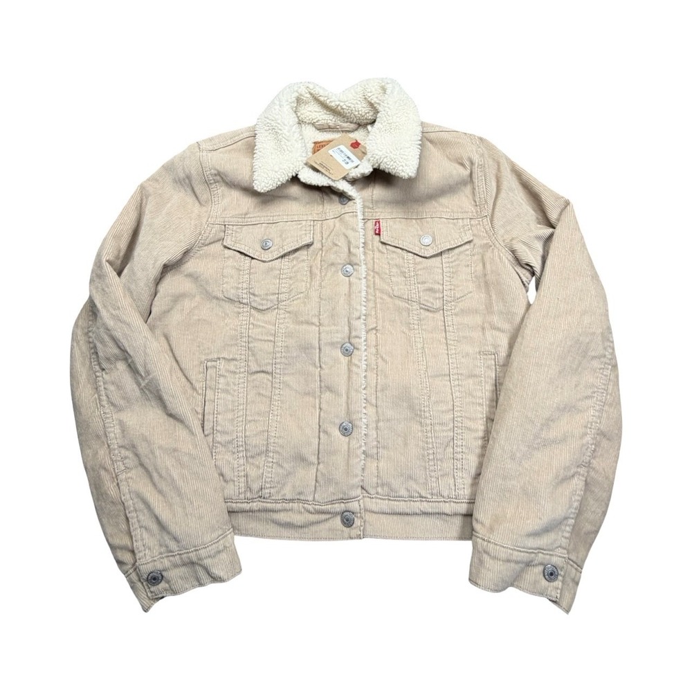 Levis Trucker Jacket Womens S Tan Original Corduroy Sherpa Lined 36136-0123